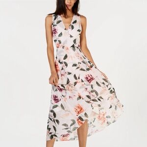 Calvin Klein Floral Midi Dress - Pink and Cream